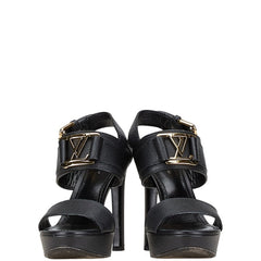 ルイ ヴィトン ホライゾン ヒール サンダル サイズ：36 ブラック レザー レディース LOUIS VUITTON 【中古】