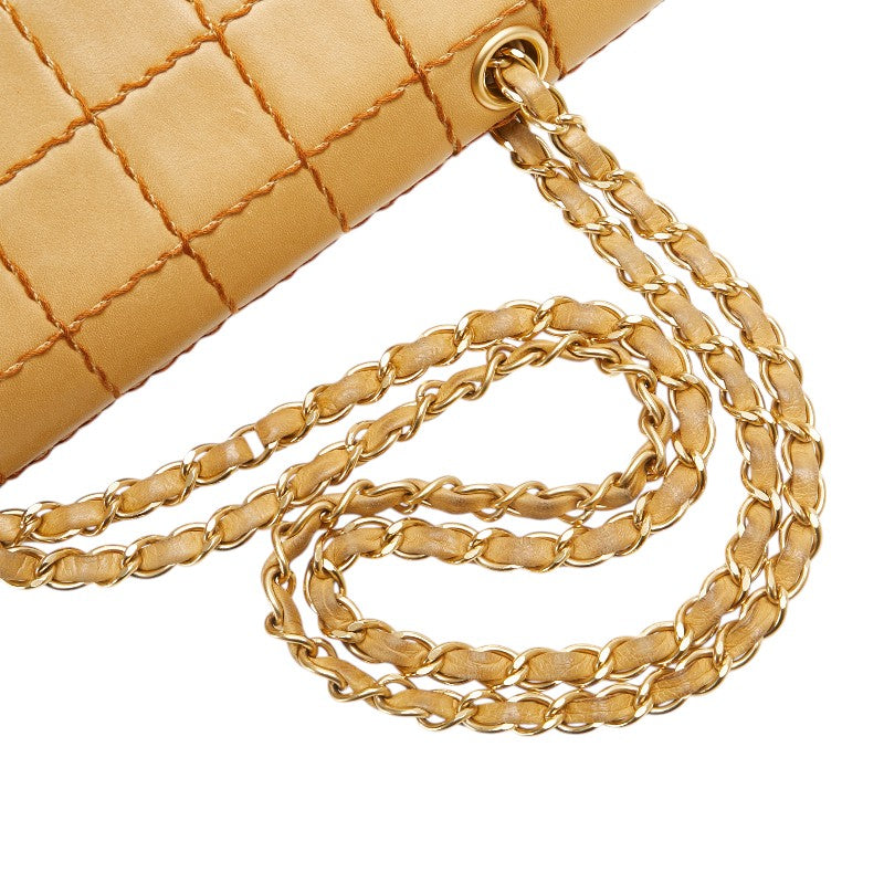 シャネル ワイルドステッチ チョコバー チェーン ショルダーバッグ ベージュ ラムスキン レディース CHANEL 【中古】