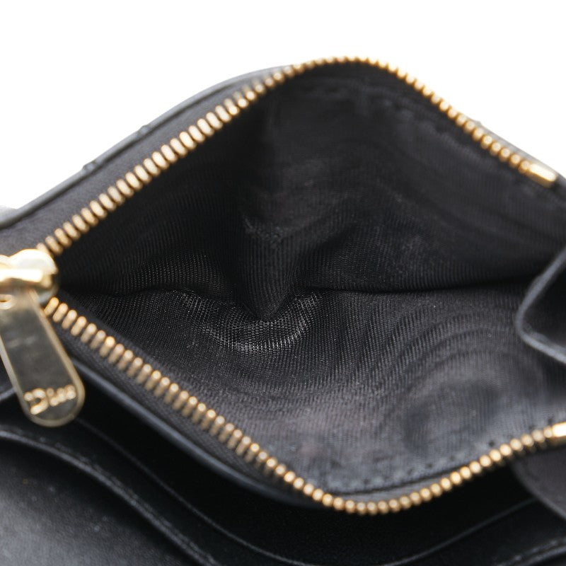ディオール レディディオール カナージュ 二つ折り財布 ブラック レザー レディース Dior 【中古】