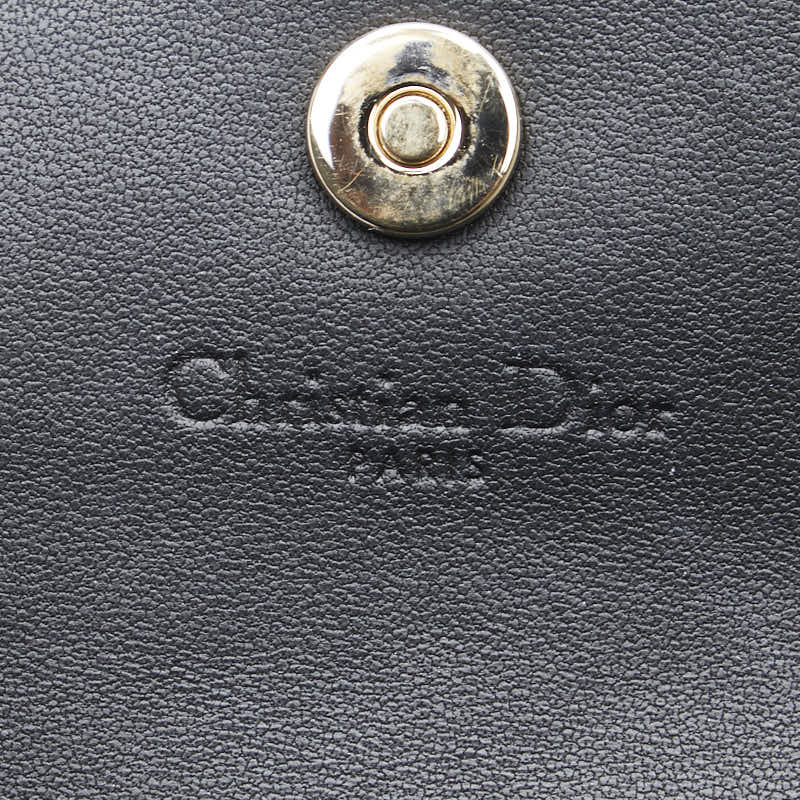 ディオール レディディオール カナージュ 二つ折り財布 ブラック レザー レディース Dior 【中古】