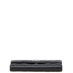 ディオール CDロゴ カナージュ 長財布 ブラック レザー レディース Dior 【中古】