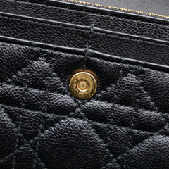 ディオール CDロゴ カナージュ 長財布 ブラック レザー レディース Dior 【中古】