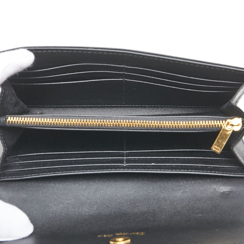ディオール CDロゴ カナージュ 長財布 ブラック レザー レディース Dior 【中古】