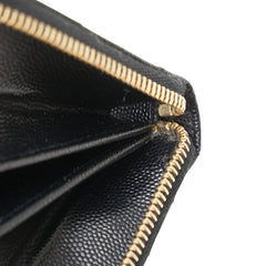 サンローラン YSLロゴ カサンドラ 長財布 ラウンドファスナー ブラック レザー レディース SAINT LAURENT 【中古】