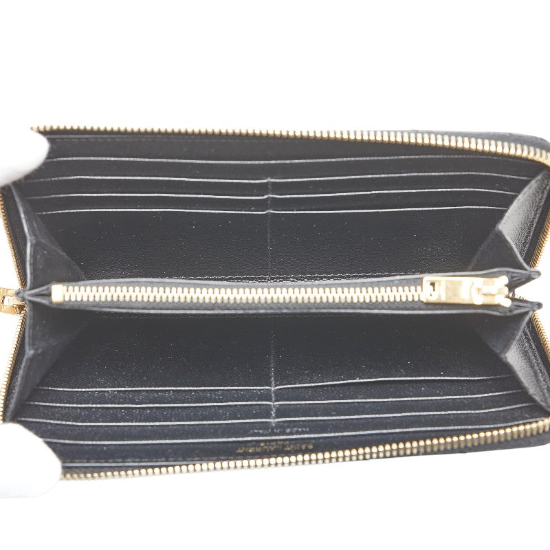 サンローラン YSLロゴ カサンドラ 長財布 ラウンドファスナー ブラック レザー レディース SAINT LAURENT 【中古】