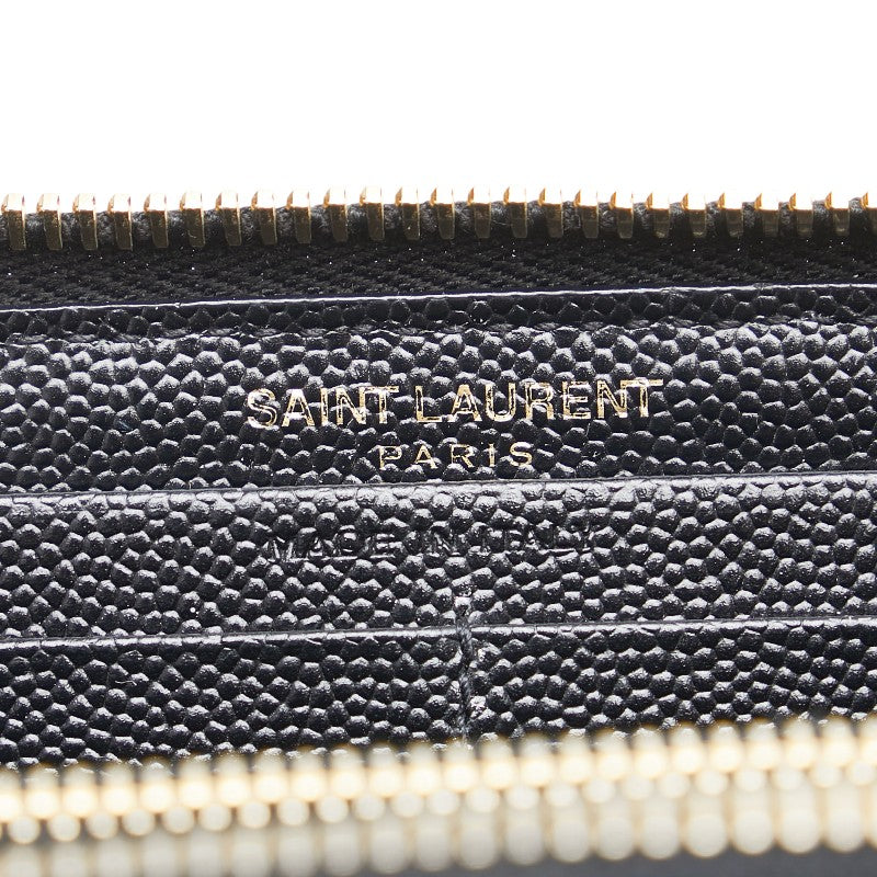 サンローラン YSLロゴ カサンドラ 長財布 ラウンドファスナー ブラック レザー レディース SAINT LAURENT 【中古】