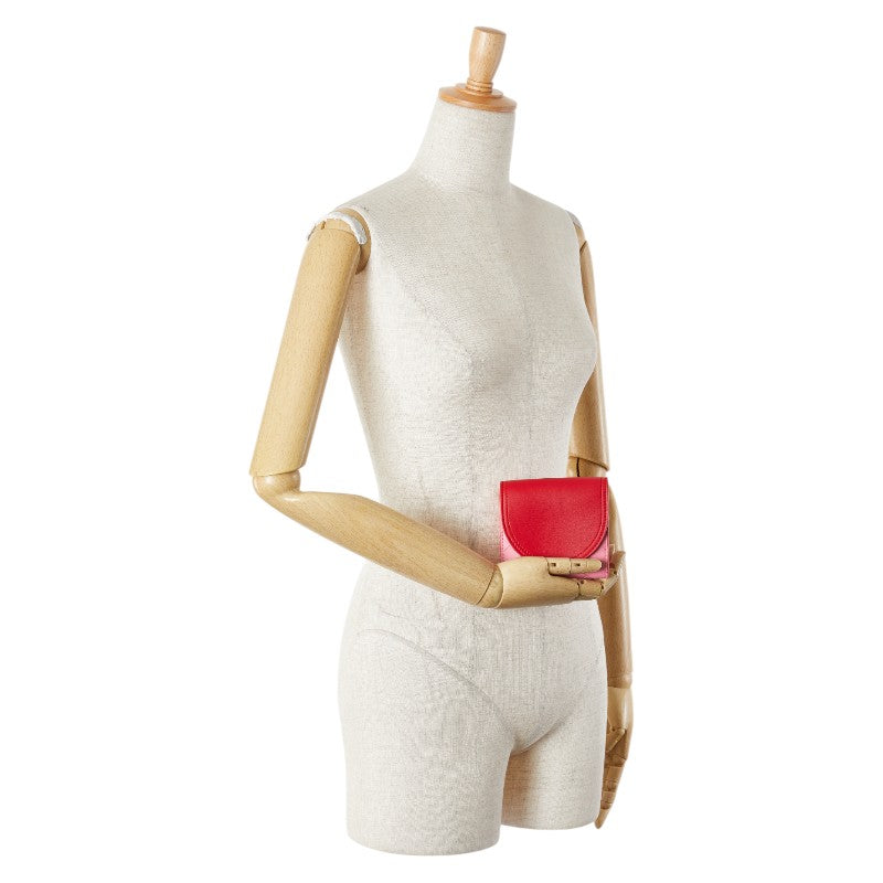 ボッテガヴェネタ イントレチャート 二つ折り財布 577841 ピンク レッド レザー レディース BOTTEGAVENETA 【中古】