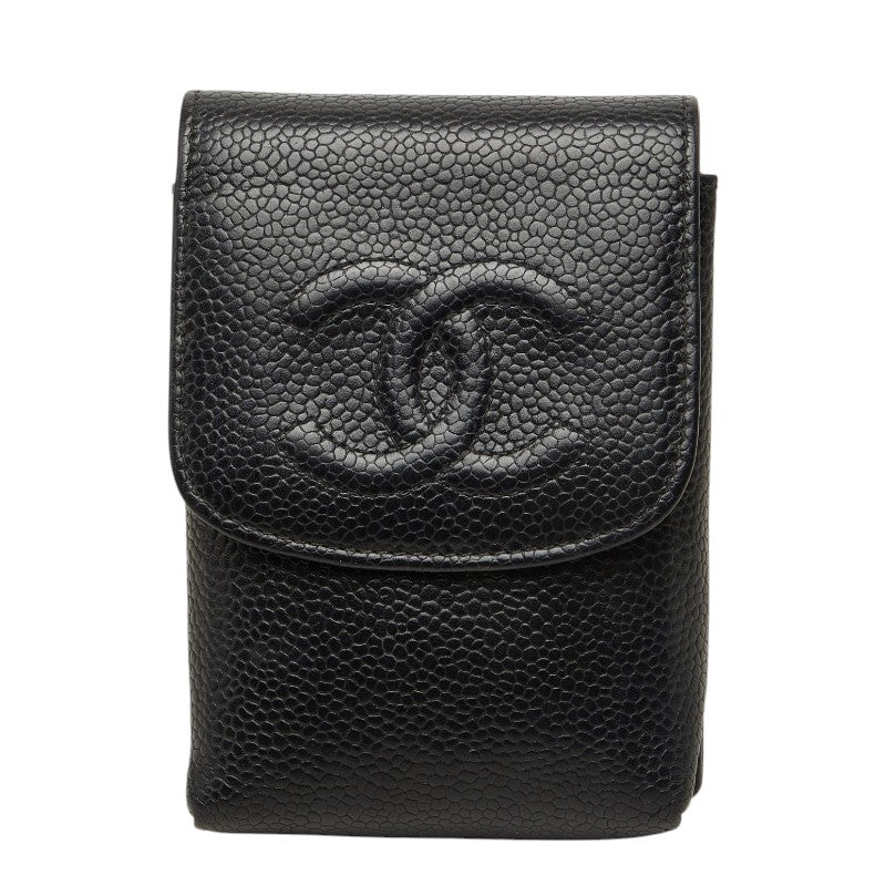 シャネル ココマーク シガレットケース ブラック キャビアスキン レディース CHANEL 中古