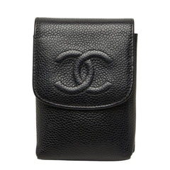 シャネル ココマーク シガレットケース ブラック キャビアスキン レディース CHANEL 中古