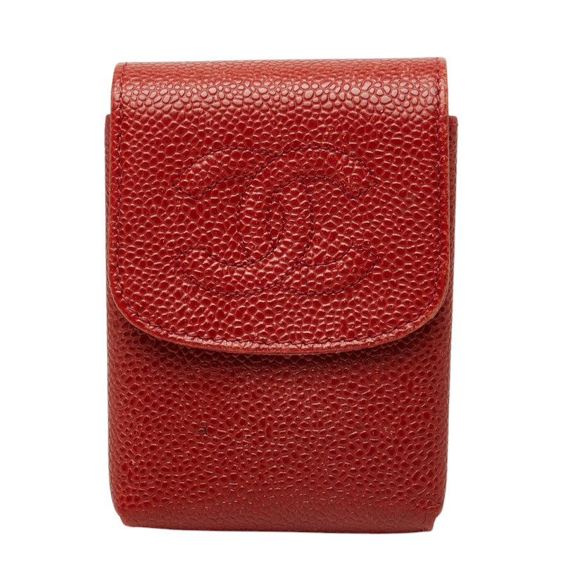 シャネル ココマーク シガレットケース レッド キャビアスキン レディース CHANEL 中古