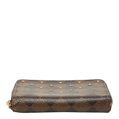 ルイ ヴィトン ダミエ スタッズ ジッピーコインパース コインケース N60250 ブラウン ローズバレリーヌ PVC レディース LOUIS VUITTON 中古