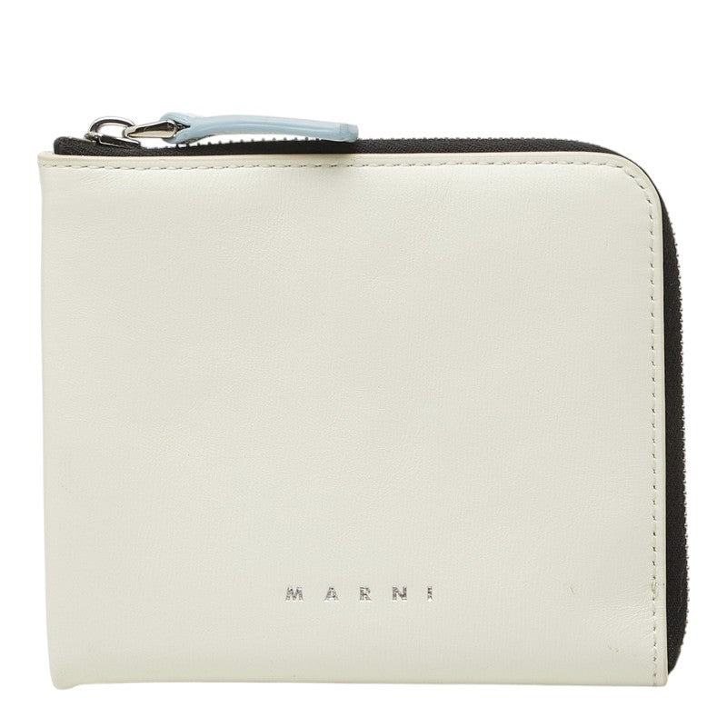 マルニ L字ファスナー ウォレット コインケース アイボリー レザー レディース MARNI 中古