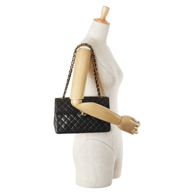 シャネル マトラッセ ココマーク パリ限定 チェーン ショルダーバッグ ハンドバッグ ブラック ラムスキン レディース CHANEL 【中古】
