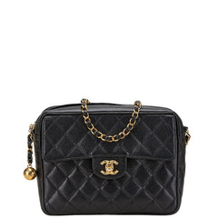 シャネル ヴィンテージ マトラッセ ココマーク チェーンショルダーバッグ ブラック キャビアスキン レディース CHANEL 【中古】