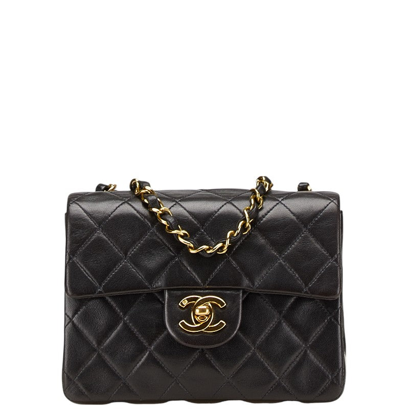 シャネル マトラッセ ココマーク チェーン ショルダーバッグ ブラック ラムスキン レディース CHANEL 【中古】