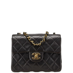 シャネル マトラッセ ココマーク チェーン ショルダーバッグ ブラック ラムスキン レディース CHANEL 【中古】