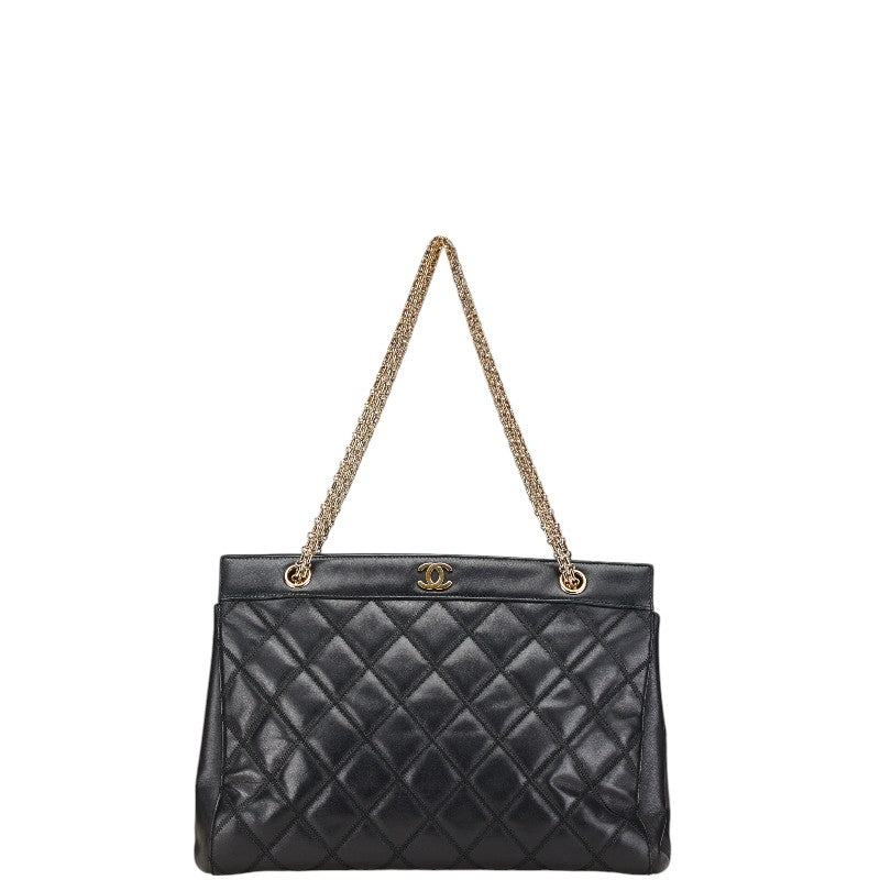 シャネル マトラッセ ココマーク チェーン ショルダーバッグ ブラック ラムスキン レディース CHANEL 【中古】