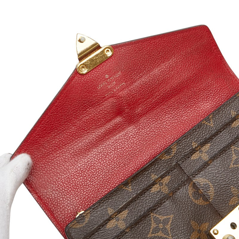 ルイ ヴィトン モノグラム ポルトフォイユ パラス 長財布 M58414 ブラウン レッド レザー PVC レディース LOUIS VUITTON 【中古】