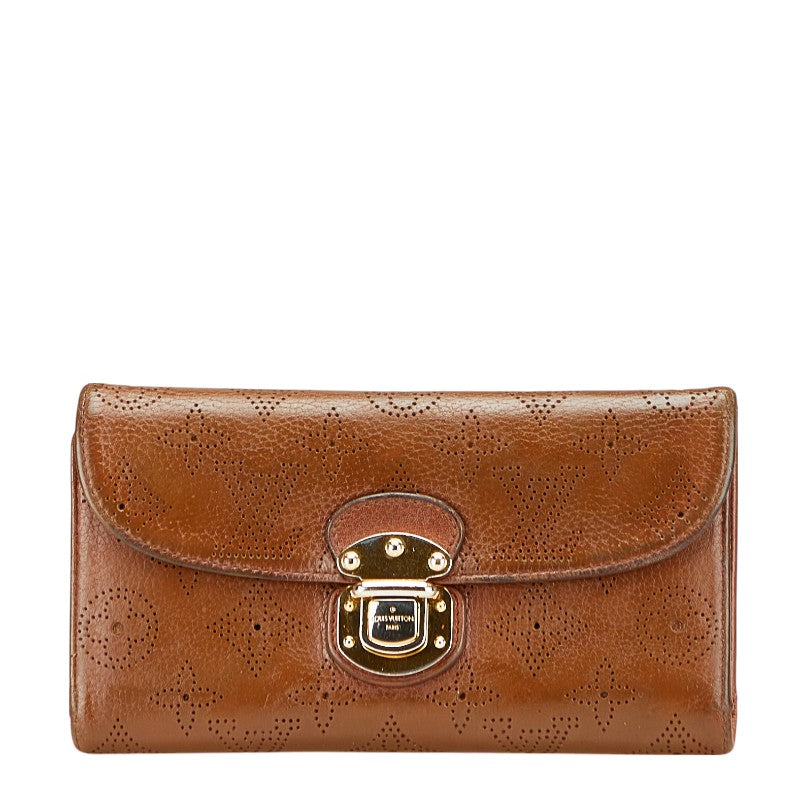 ルイ ヴィトン マヒナ ポルトフォイユ アメリア 長財布 M95996 コニャック ブラウン レザー レディース LOUIS VUITTON 【中古】