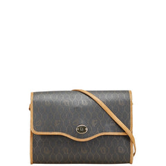 ディオール ハニカム 斜め掛け ショルダーバッグ ブラック ブラウン PVC レザー レディース Dior 【中古】