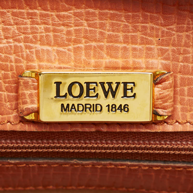 ロエベ ロゴ バルセロナ ハンドバッグ ショルダーバッグ 2WAY オレンジ レザー レディース LOEWE 【中古】