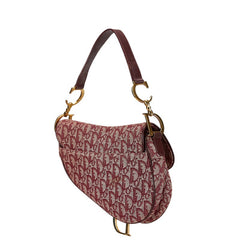 ディオール トロッター サドル ハンドバッグ ワンショルダーバッグ ボルドー レッド キャンバス レザー レディース Dior 【中古】