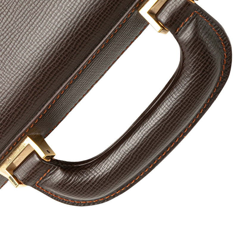 ロエベ アナグラム ブリーフケース ビジネスバッグ ブラウン レザー メンズ LOEWE 【中古】