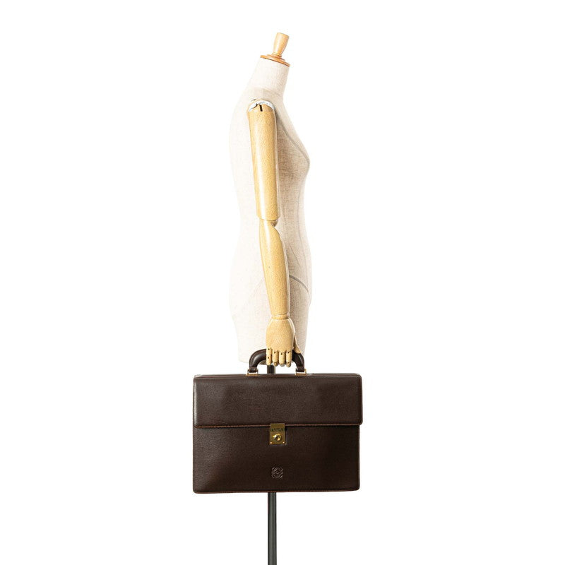 ロエベ アナグラム ブリーフケース ビジネスバッグ ブラウン レザー メンズ LOEWE 【中古】