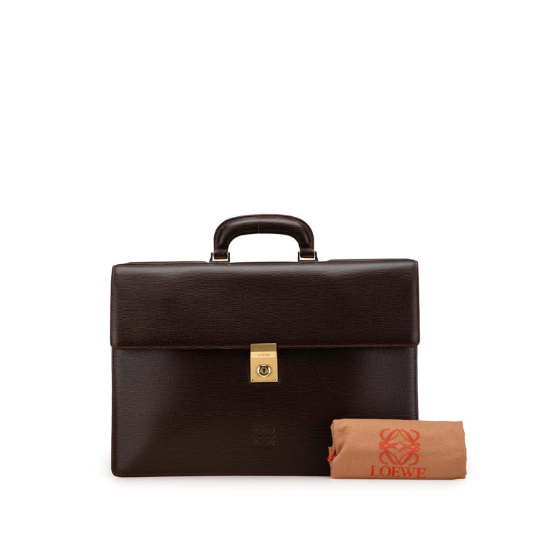 ロエベ アナグラム ブリーフケース ビジネスバッグ ブラウン レザー メンズ LOEWE 【中古】