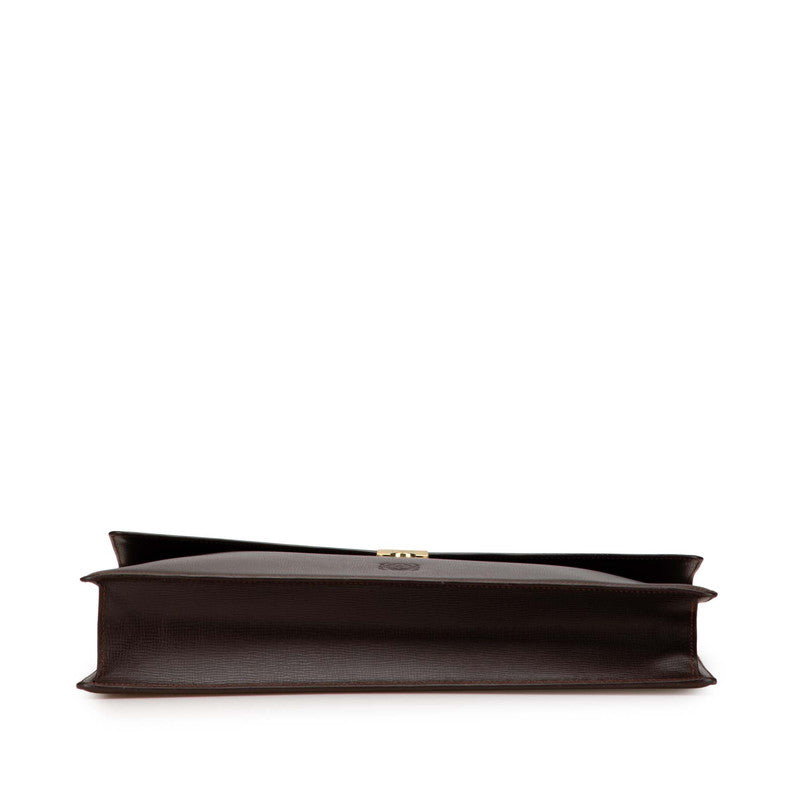 ロエベ アナグラム ブリーフケース ビジネスバッグ ブラウン レザー メンズ LOEWE 【中古】