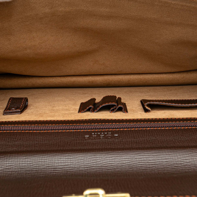 ロエベ アナグラム ブリーフケース ビジネスバッグ ブラウン レザー メンズ LOEWE 【中古】