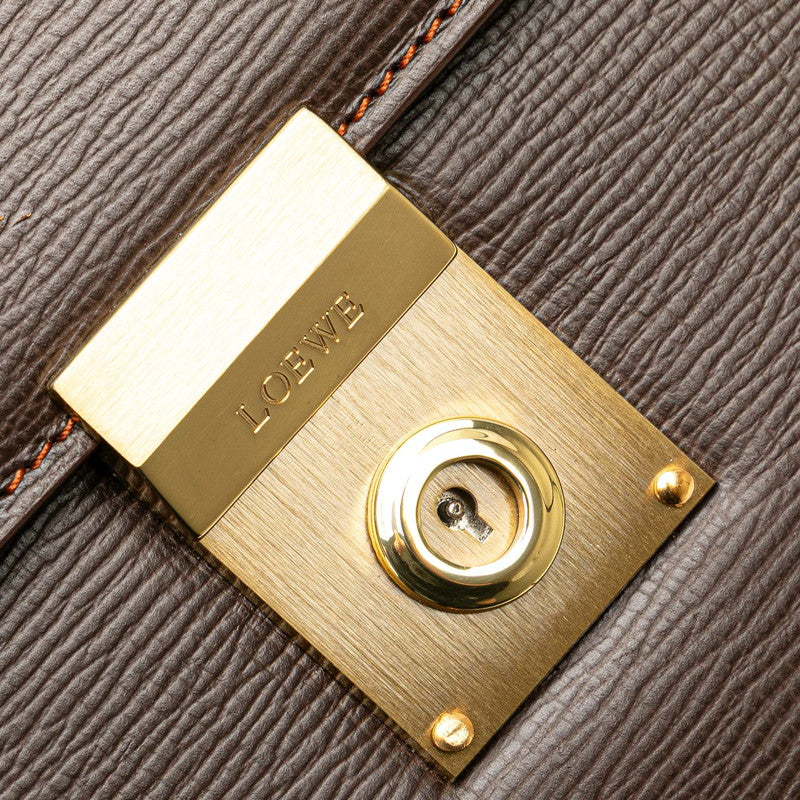 ロエベ アナグラム ブリーフケース ビジネスバッグ ブラウン レザー メンズ LOEWE 【中古】