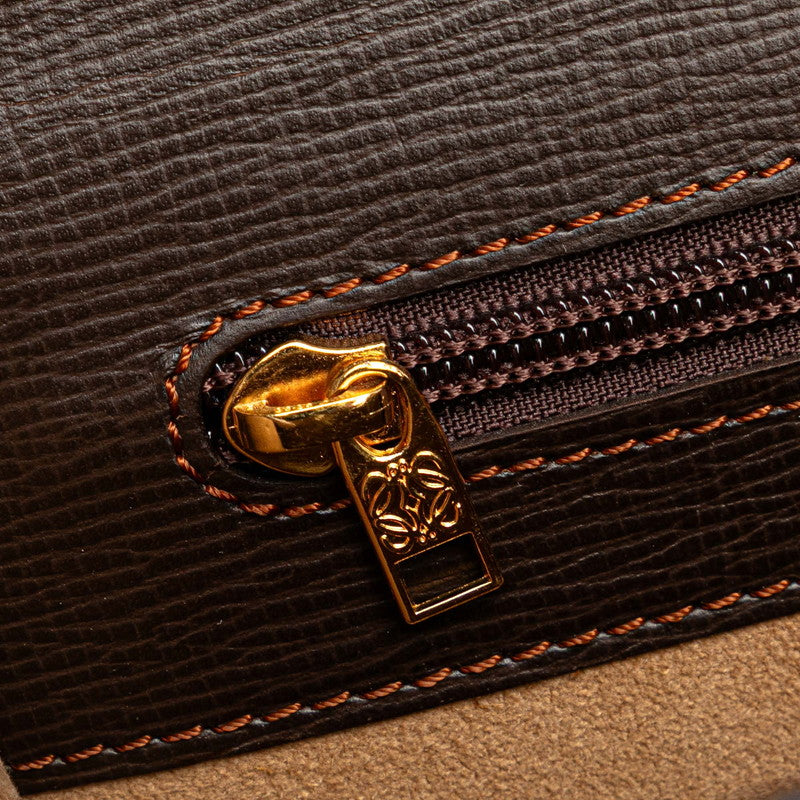 ロエベ アナグラム ブリーフケース ビジネスバッグ ブラウン レザー メンズ LOEWE 【中古】