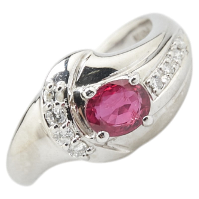 ノーブランド Pt850 プラチナ ルビー0.67ct ダイヤ0.10ct リング 指輪 レディース no brand 11号 【中古】