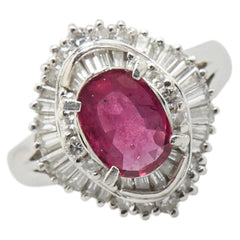 ノーブランド Pt900 プラチナ ルビー1.57ct ダイヤ0.846ct リング 指輪 レディース no brand 10号 【中古】