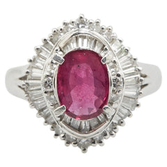 ノーブランド Pt900 プラチナ ルビー1.57ct ダイヤ0.846ct リング 指輪 レディース no brand 10号 【中古】