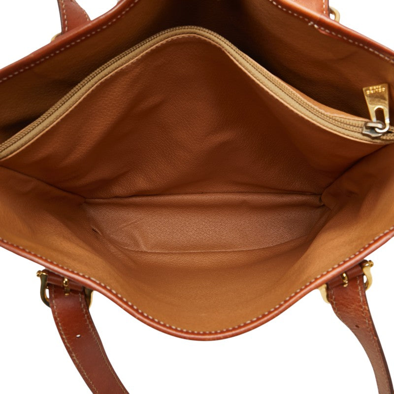 セリーヌ マカダム トートバッグ ハンドバッグ ブラウン PVC レザー レディース CELINE 【中古】