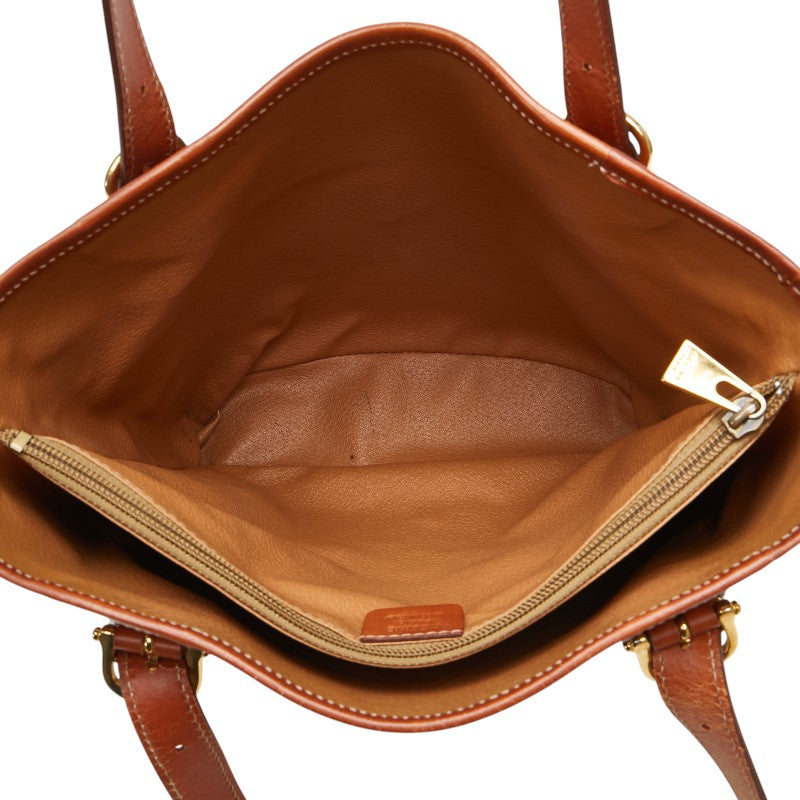 セリーヌ マカダム トートバッグ ハンドバッグ ブラウン PVC レザー レディース CELINE 【中古】