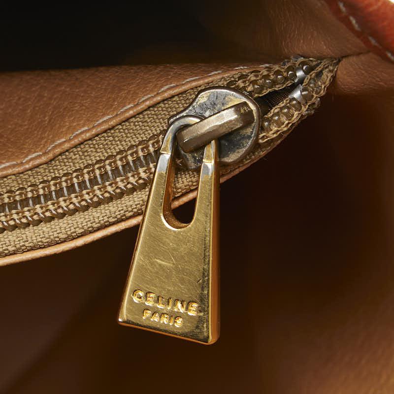 セリーヌ マカダム トートバッグ ハンドバッグ ブラウン PVC レザー レディース CELINE 【中古】