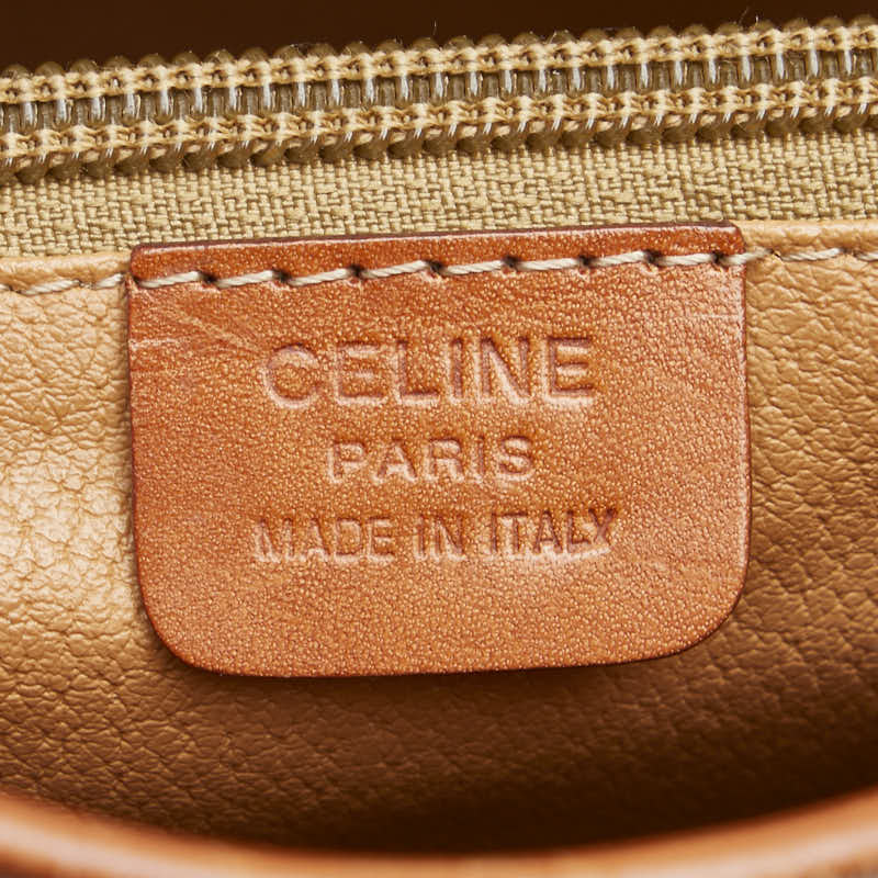 セリーヌ マカダム トートバッグ ハンドバッグ ブラウン PVC レザー レディース CELINE 【中古】