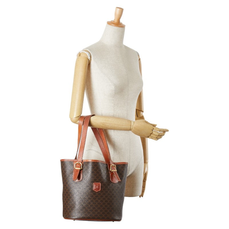 セリーヌ マカダム トートバッグ ハンドバッグ ブラウン PVC レザー レディース CELINE 【中古】