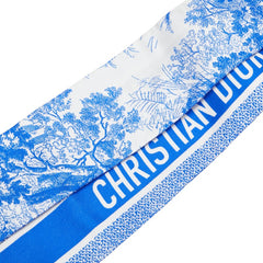 クリスチャンディオール トワル ドゥ ジュイ ソヴァージュ ミッツァ スカーフ ホワイト ブルー シルク レディース Christian Dior 【中古】