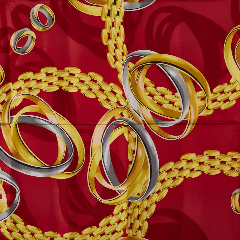 カルティエ トリニティリング パンテールブレス スカーフ レッド イエロー マルチカラー シルク レディース CARTIER 【中古】