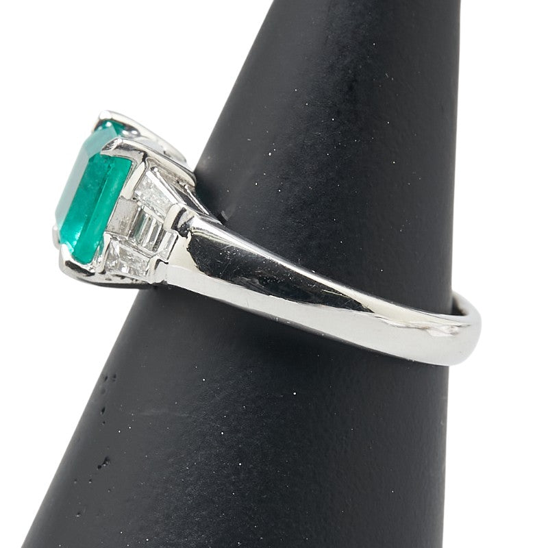 ノーブランド Pt900 プラチナ エメラルド1.73ct ダイヤモンド0.33ct スクエア リング 指輪 レディース no brand 12号 【中古】