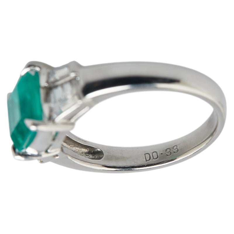 ノーブランド Pt900 プラチナ エメラルド1.73ct ダイヤモンド0.33ct スクエア リング 指輪 レディース no brand 12号 【中古】