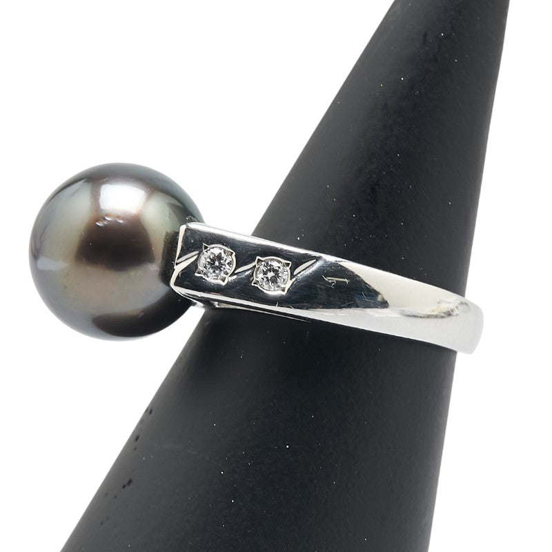 ノーブランド Pt900 プラチナ 黒蝶パール11.0mm リング 指輪 レディース no brand 10号 【中古】