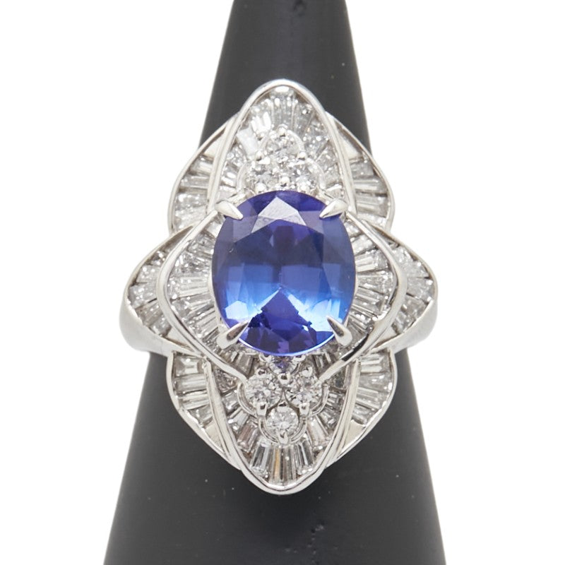 ノーブランド Pt900 プラチナ タンザナイト3.77ct ダイヤモンド1.68ct リング 指輪 レディース no brand 12号 【中古】