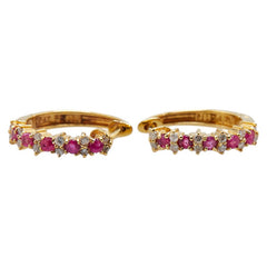 ノーブランド K18YG イエローゴールド ルビー0.26ct ダイヤモンド0.24ct フープピアス レディース no brand 【中古】