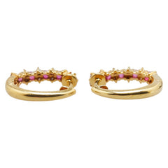 ノーブランド K18YG イエローゴールド ルビー0.26ct ダイヤモンド0.24ct フープピアス レディース no brand 【中古】