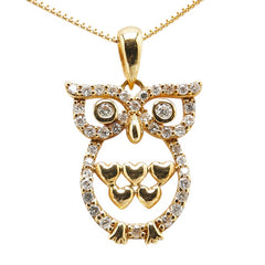 ノーブランド K18YG イエローゴールド ダイヤモンド0.25ct フクロウ モチーフ ペンダントネックレス レディース no brand 【中古】